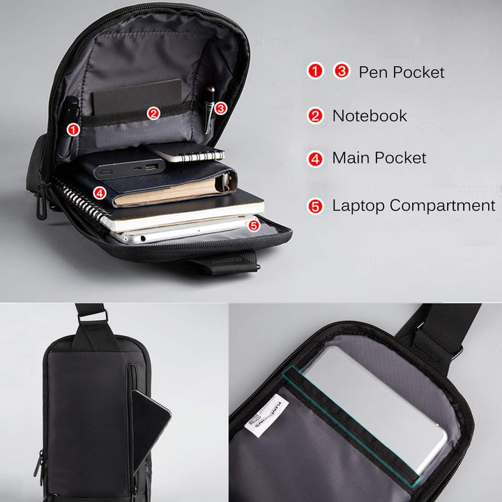 FANDARE Leicht Brusttasche Ultra-dünn Sling Rucksack Schultertasche Crossbody Umhängetasche Sporttas