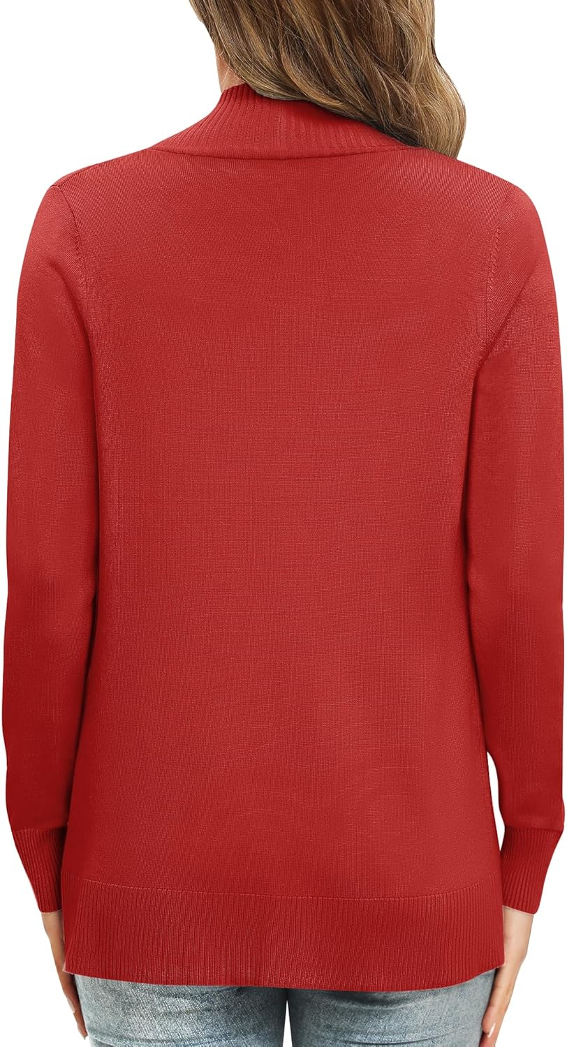 EXCHIC Damen Lange Ärmel Gestrickt Strickjacke Leicht Gemütlich Offene Vorderseite Lange Freizeitjac
