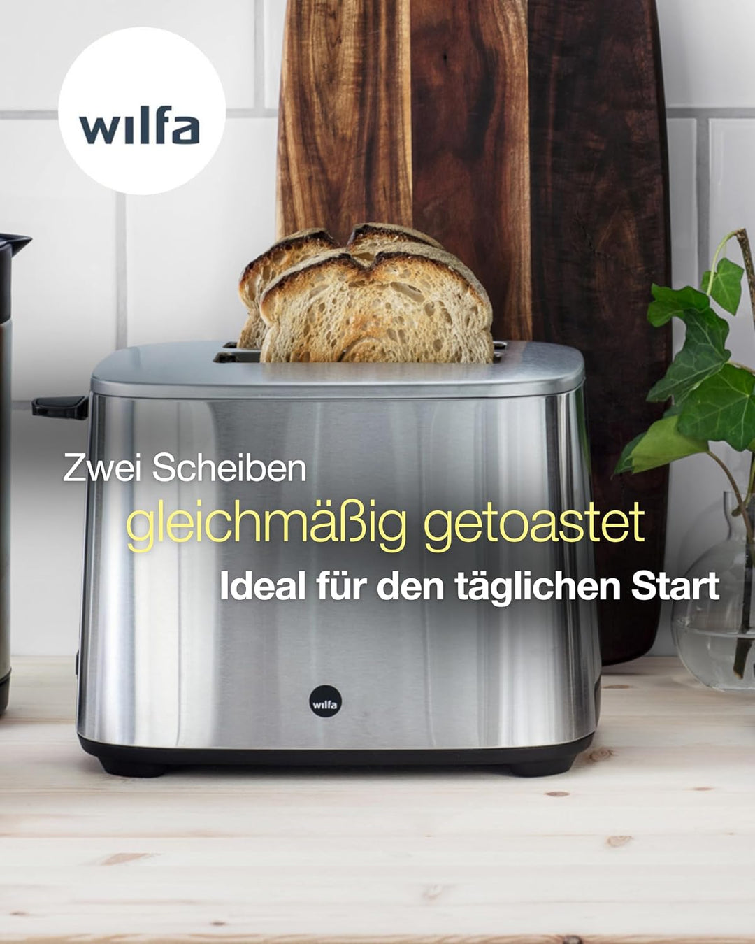 Wilfa CLASSIC Toaster - aus Edelstahl, verstellbare Hitzeeinstellungen mit Auftau-, Wiederaufheiz- u