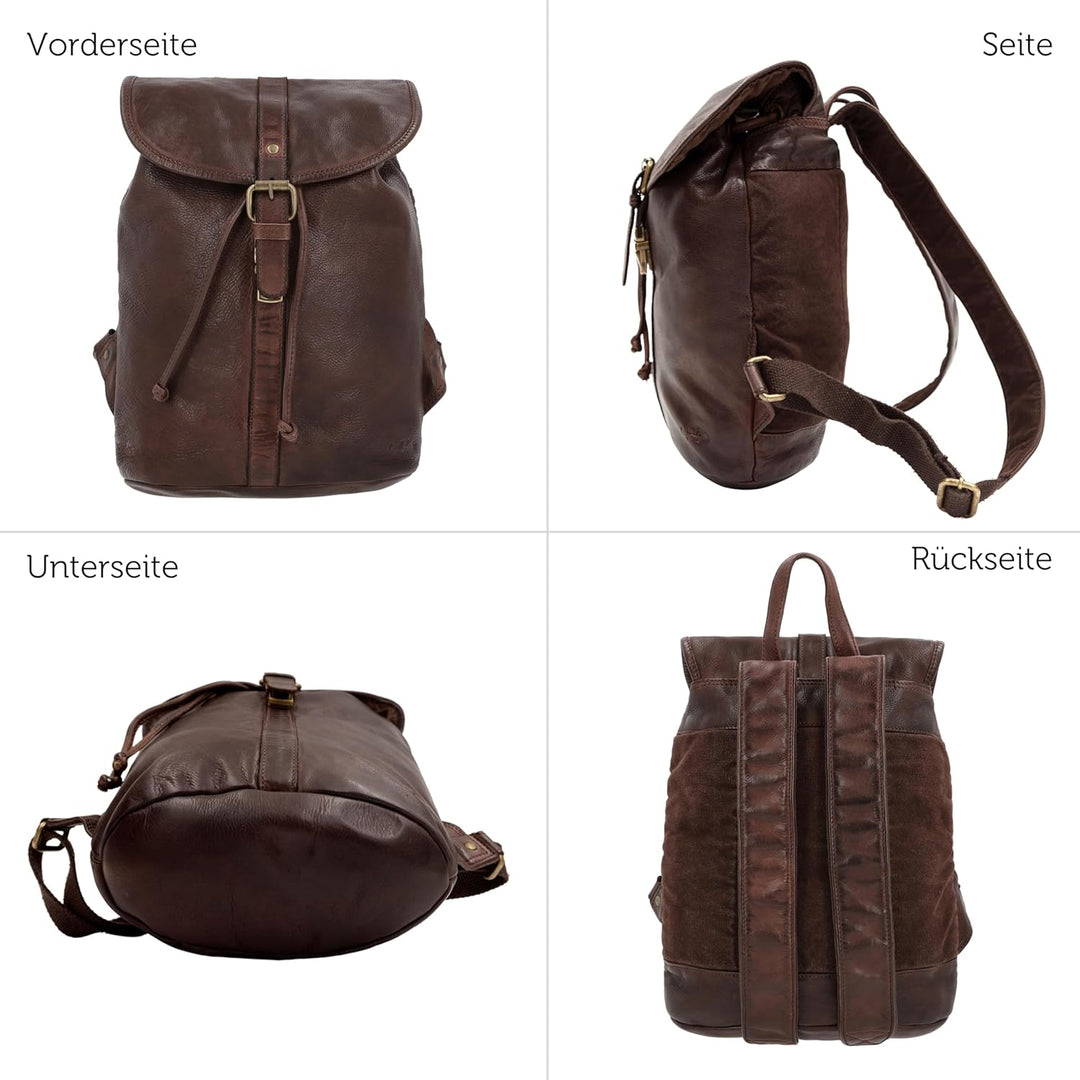 Gusti Rucksäcke Leder - Bennett Damen Lederrucksack Cityrucksack Backpack Daypack Wasserdicht 12L Vi