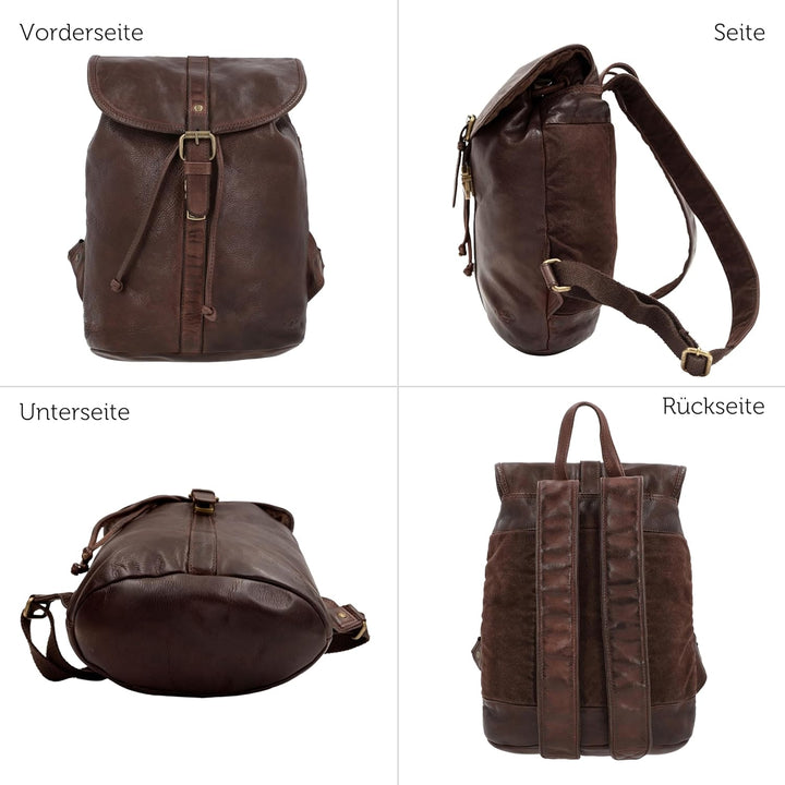 Gusti Rucksäcke Leder - Bennett Damen Lederrucksack Cityrucksack Backpack Daypack Wasserdicht 12L Vi