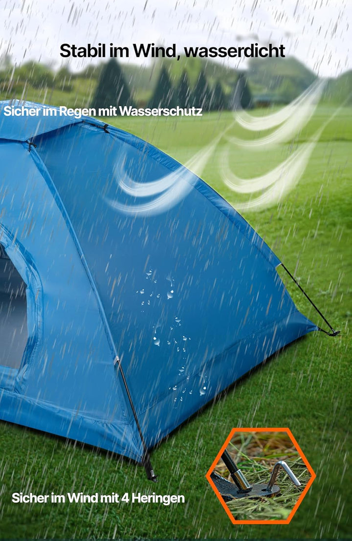 Menz Strandmuschel für 2–3 Personen – UV 50+ Strand Sonnenschutz – wasserdichtes, windfestes Strandz