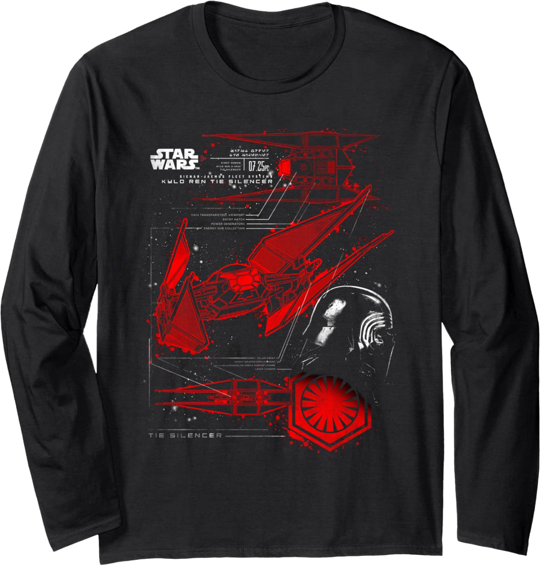 Star Wars The Last Jedi Red Tie Fighter Schematics Poster Langarmshirt