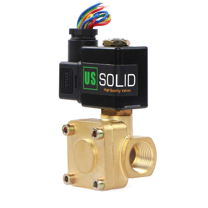 U.S. Solid 1/2" G 12 V DC Messing Magnetventil 0,1-16 Bar für Wasser Luft Gas Öl, NC, VITON, Vertika
