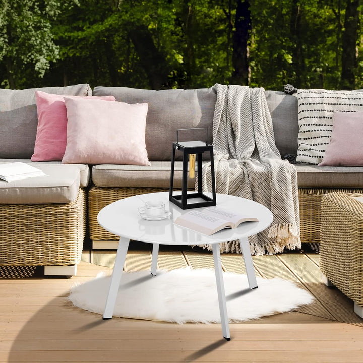 Beistelltisch Metall, Garten Beistelltisch Rund, Sofatisch Kaffeetisch & Couchtish mit Verstellbarer