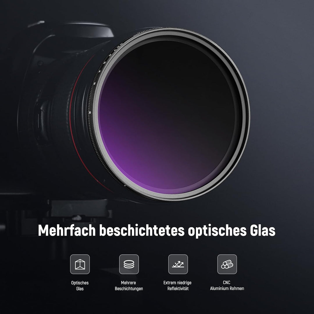 NEEWER 67mm ND2-400 (1-9 Stop) Variabler ND Filter mit Objektivdeckel Trageband Reinigungstuch präzi