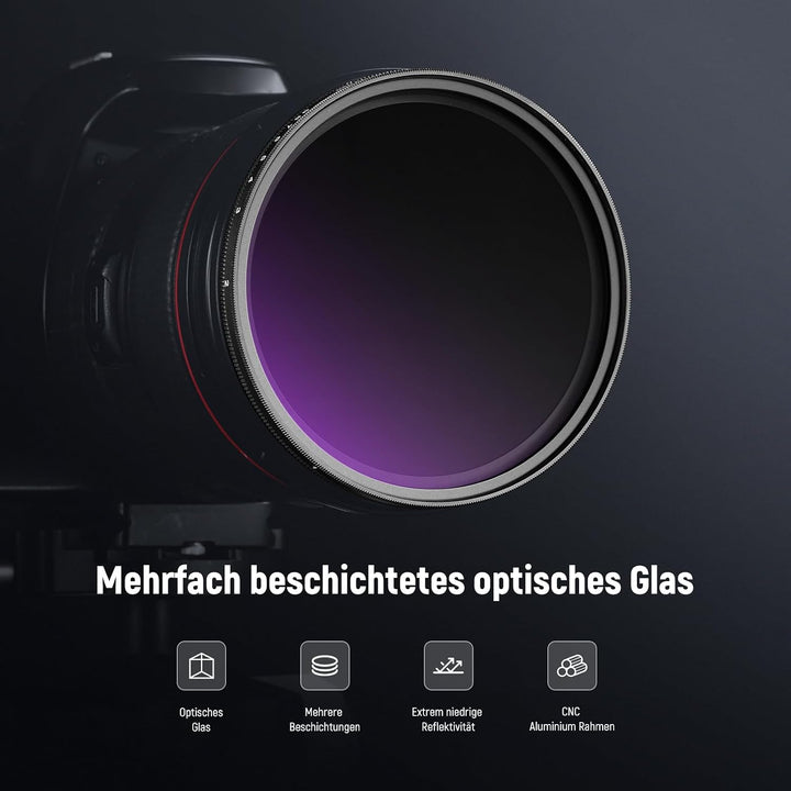 NEEWER 67mm ND2-400 (1-9 Stop) Variabler ND Filter mit Objektivdeckel Trageband Reinigungstuch präzi