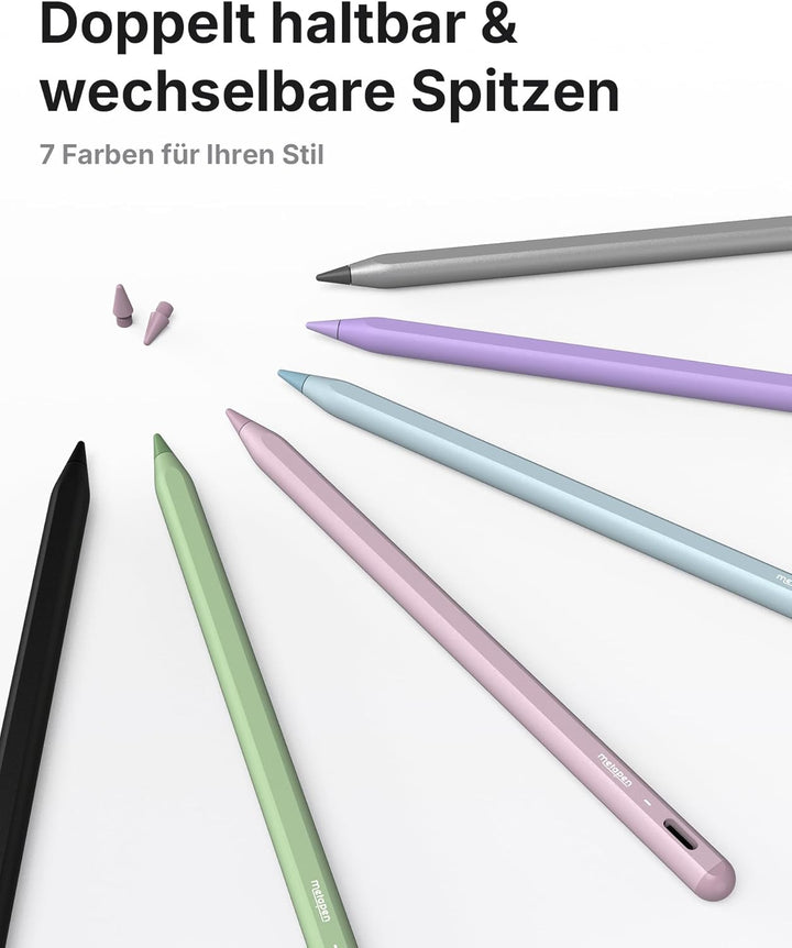 metapen Stift A8 Kompatibel mit Apple iPad 2018-2023, Schnelle Aufladung, Neigungserkennung, Palm-Ab
