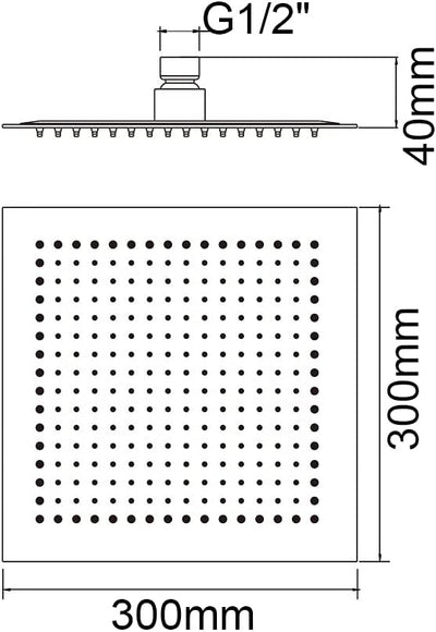 GRIFEMA COMPLENTOS-G831 | Eckig Kopfbrause aus Edelstahl | SPA Regenbrause, 300 X 300mm | Einbau Dus