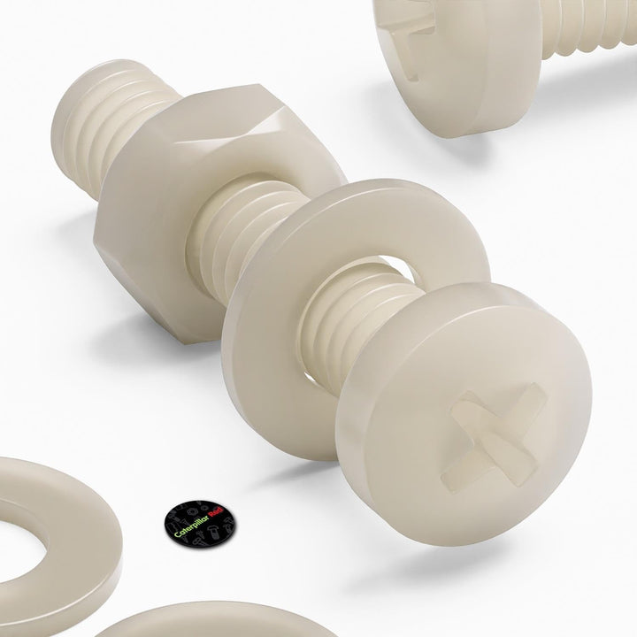 50 x Nylon Flachkopf-, Kreuzkopf-Kunststoff- Maschinenschrauben, M4 x 20mm, Kunststoffschrauben, Mut