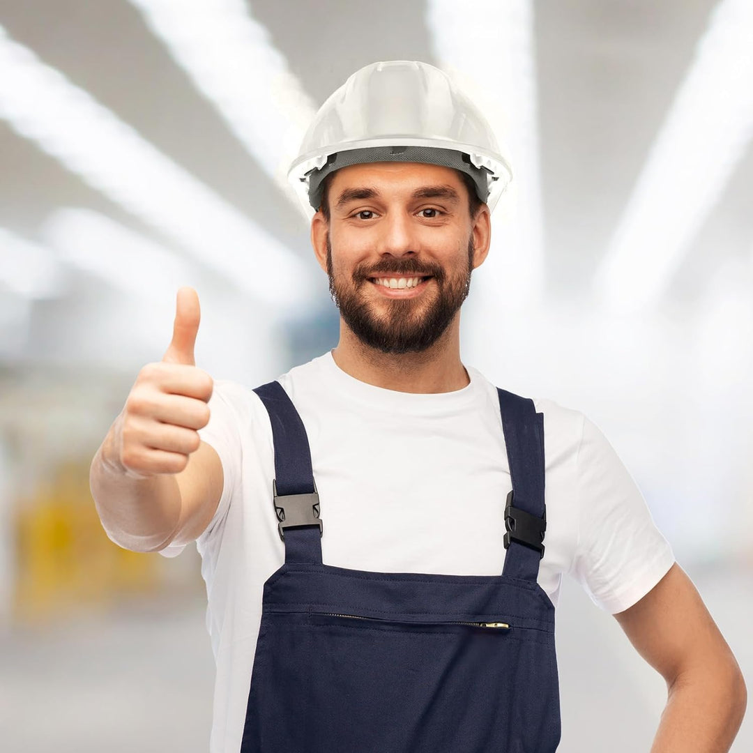 Bauhelm EN397, Mustbau Sicherheitshelm, Arbeitshelm Schutzhelm mit DIY Steckplätze für 53-65 cm Kopf