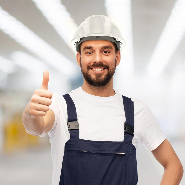 Bauhelm EN397, Mustbau Sicherheitshelm, Arbeitshelm Schutzhelm mit DIY Steckplätze für 53-65 cm Kopf