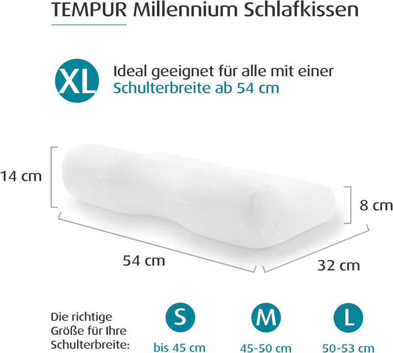 TEMPUR Millennium Kopfkissen Memory Foam, ergonomisches Nackenstützkissen für Rücken- und Seitenschl