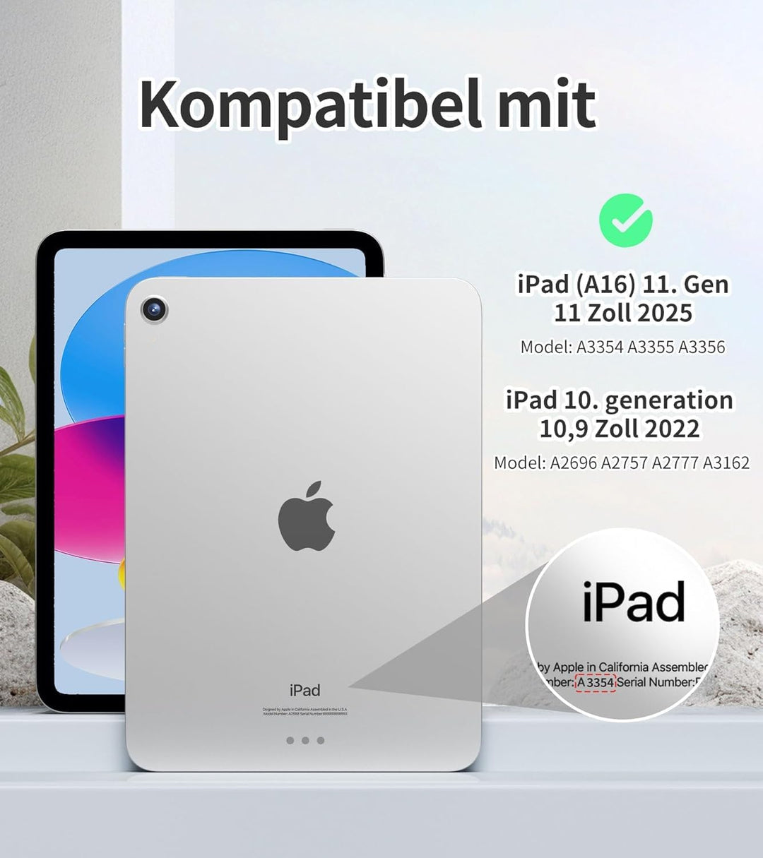 Hülle für iPad (A16) 11. Generation 11 Zoll 2025, iPad 10. Gen 10,9 Zoll 2022, Schlanke Magnetische