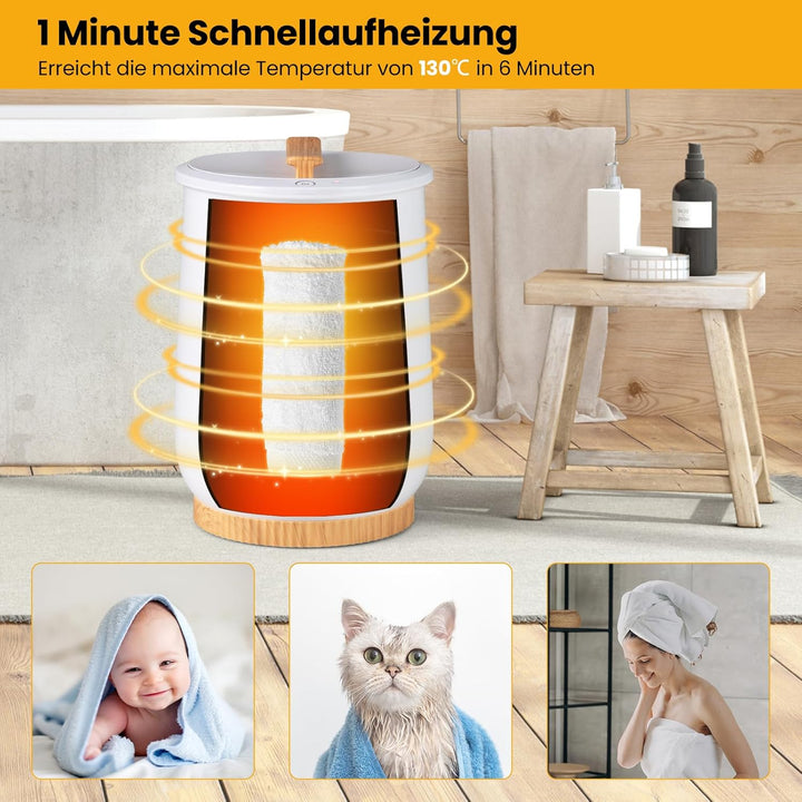 COSTWAY 20L Handtuchwärmer Eimer, Handtuchtrockner mit LED-Anzeige, 1-Knopf-Bedienung & Timer, Decke