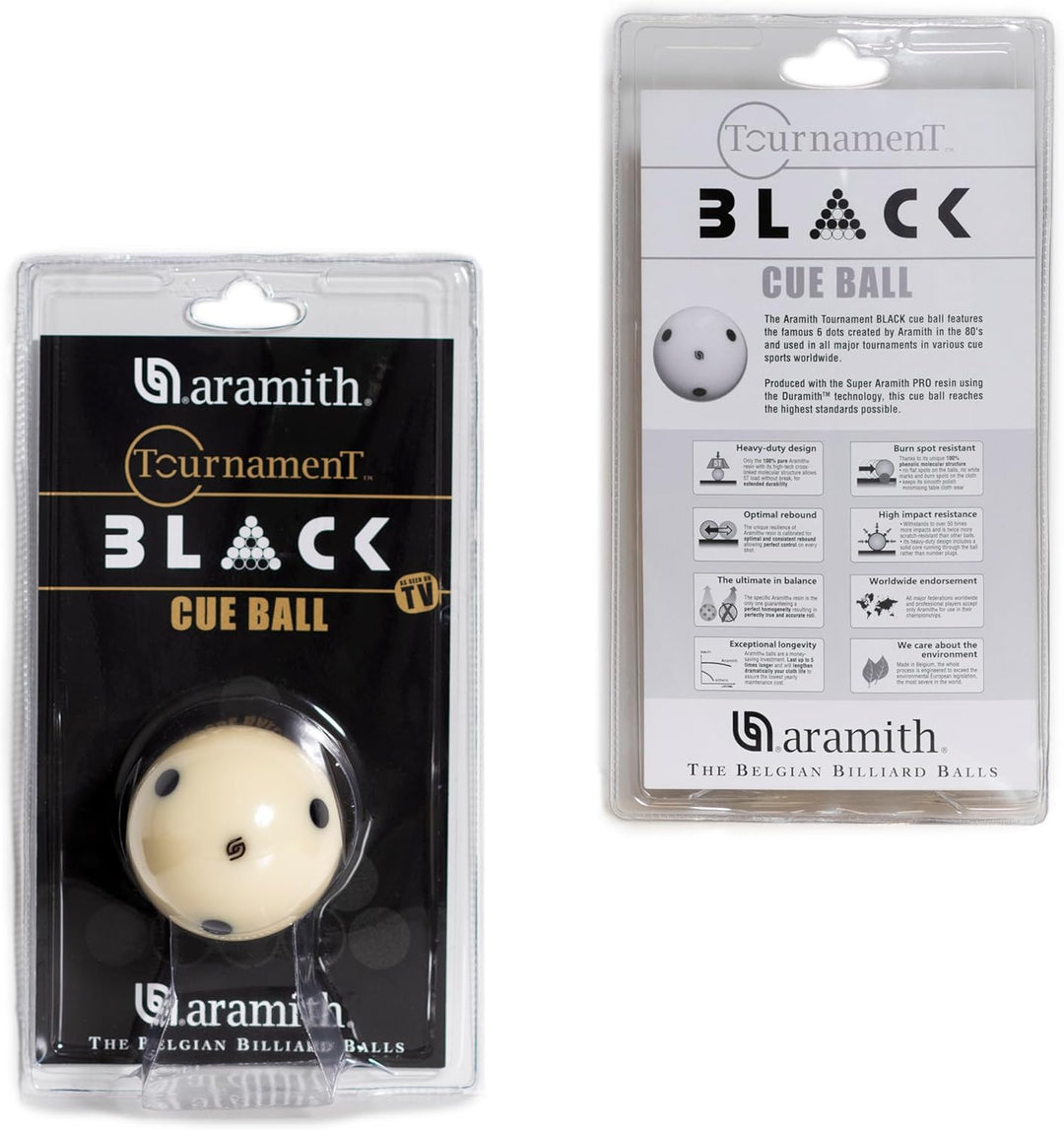 Aramith Turnier Billardqueue-Ball, 6 schwarze Punkte in einer Blisterverpackung, 6 Stück