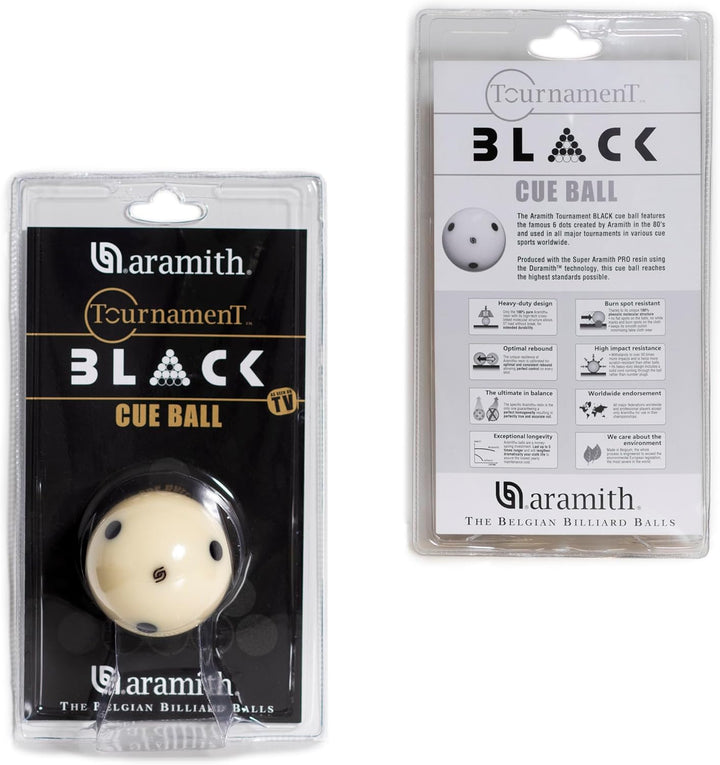 Aramith Turnier Billardqueue-Ball, 6 schwarze Punkte in einer Blisterverpackung, 6 Stück