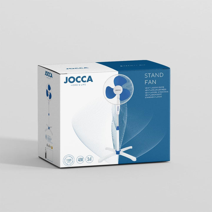 Jocca – Standventilator 40 W/ 3 Geschwindigkeiten/Höhe 45 cm/ 90° neigbarer und oszillierender Kopf/