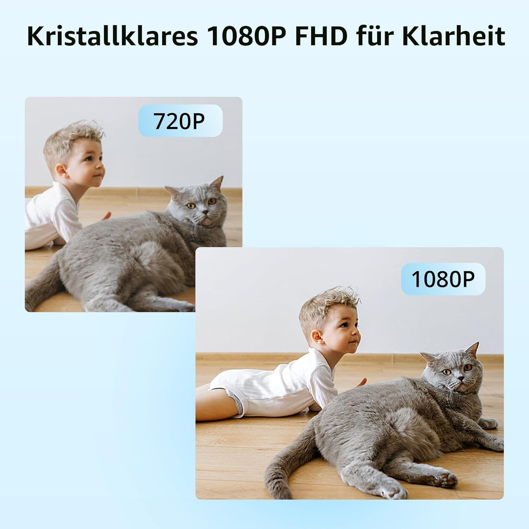 SONOFF Indoor Überwachungskamera 1080P, CAM-PT2 Schwenk-/Neige-WLAN-Kamera mit 360°-Sicht, Bewegungs