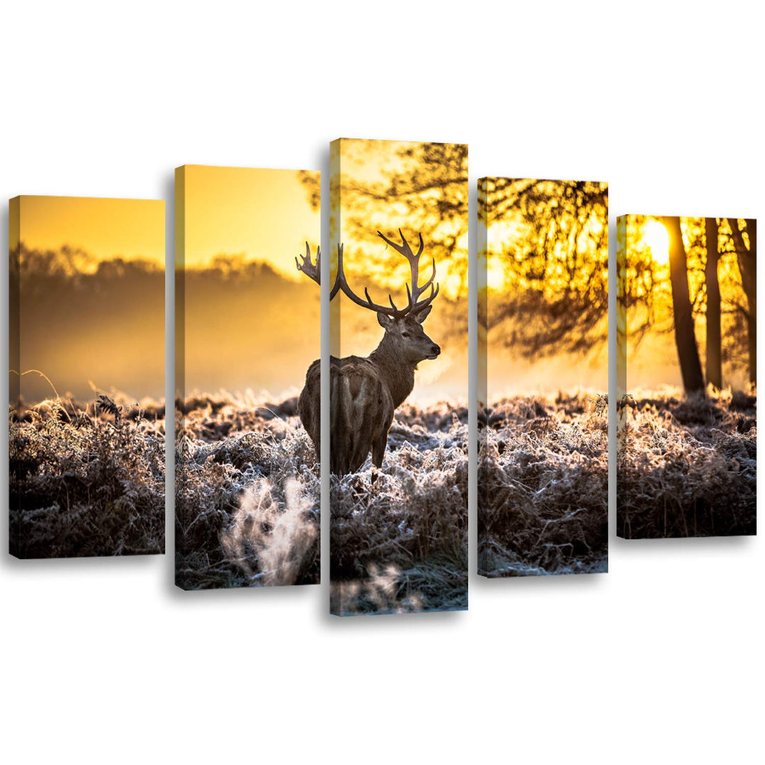 Feeby Frames, Leinwandbild, Bilder, Wand Bild - 5 Teile - Wandbilder, Kunstdruck XXL, TypA, 250x120