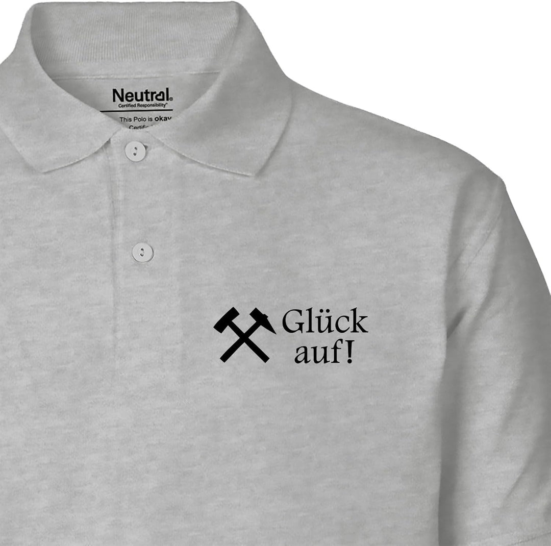 Huuraa Herren Polo Shirt Glück auf! Ruhrpott Bio Baumwolle Fairtrade Poloshirt Geschenkidee S Sport