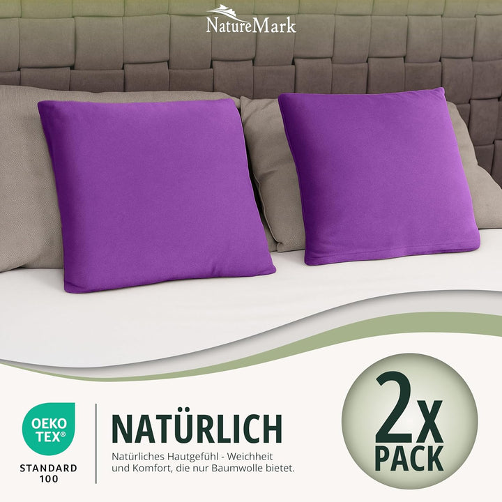 NatureMark 2er Set Jersey Kissenbezüge – Elastisch, weich, atmungsaktiv und hautfreundlich – Waschba