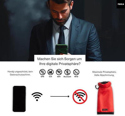 TOCA No Signal Sleeve - RFID-Blocker & Anti-Tracking Faraday-Tasche, Datenschutz Handy-Hülle, EMF Ab