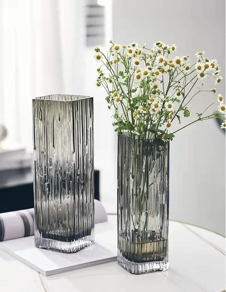 Rxcvkmw Moderne, minimalistische Glasvase, quadratische Vase, Kristallglasvase, Vase, trockene Vase