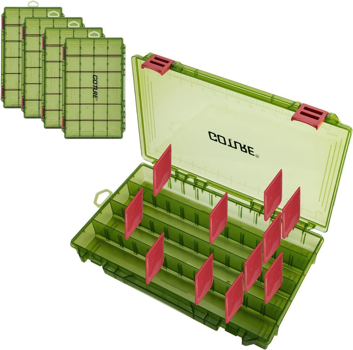 Goture Verdickte Köderbox Angeln 3700 - Transparente Angelbox mit Messlineal, Verstellbaren Trennwän