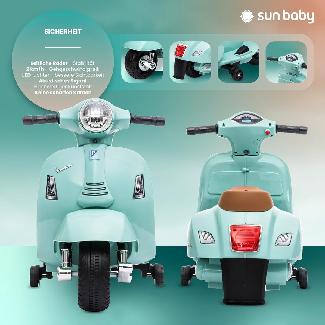 Vespa Kinderroller Elektroroller Kinder Elektrofahrzeug Kinderfahrzeug (Grün), grün