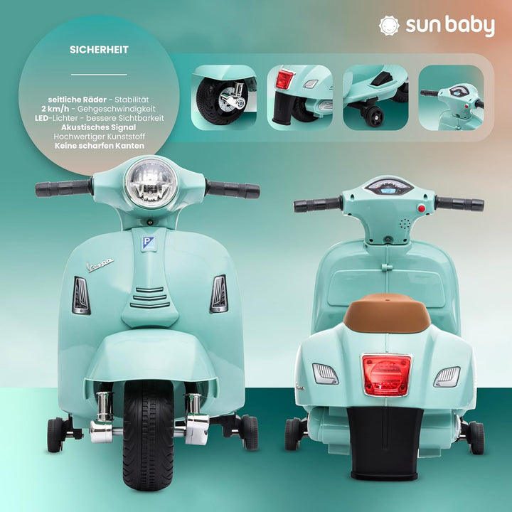 Vespa Kinderroller Elektroroller Kinder Elektrofahrzeug Kinderfahrzeug (Grün), grün