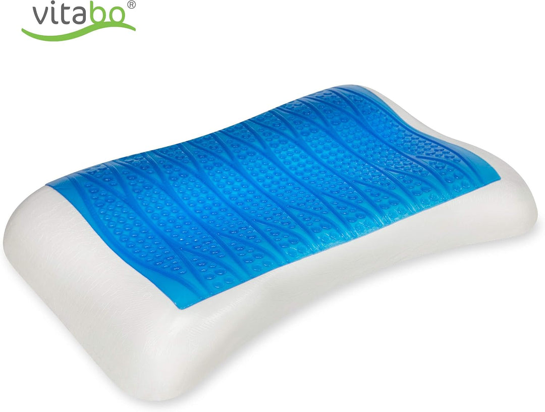 Vitabo Komfortables Kopfkissen mit kühlender Gelauflage I ergonomisches Seitenschläferkissen Nackenk