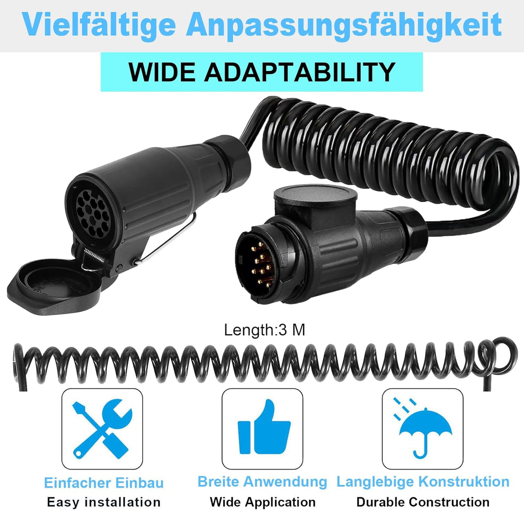 13 polig auf 13 polig Anhängerkabel, 13 polig Verlängerungskabel 3 Meter, 13 polig auf 13 polig Adap