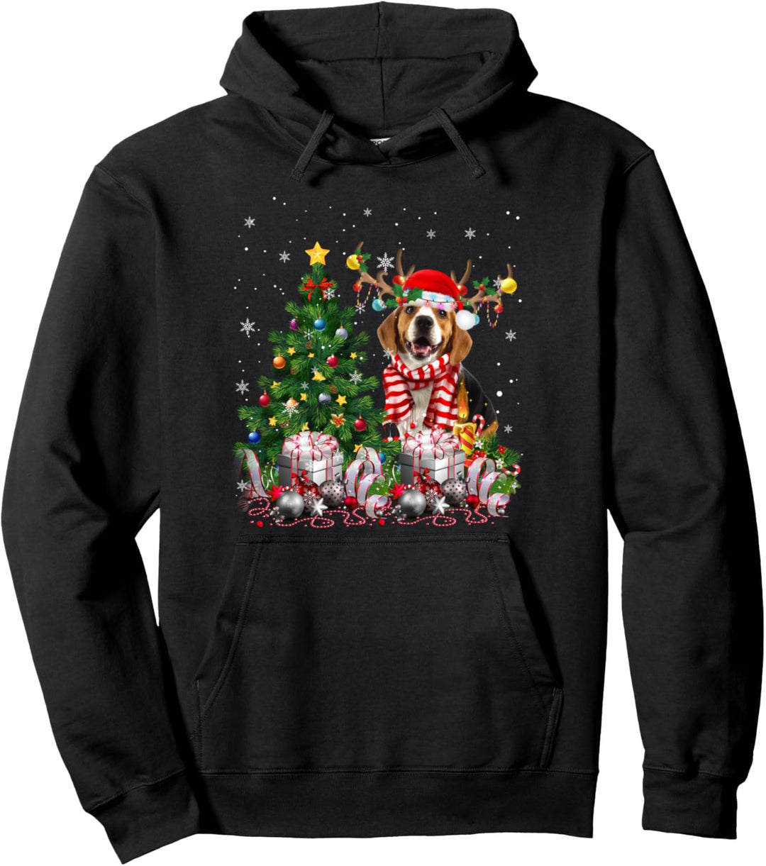 Weihnachtsbaumbeleuchtung mit Beagle-Motiv, Weihnachtsmann-Pyjamas, Weihnachten Pullover Hoodie