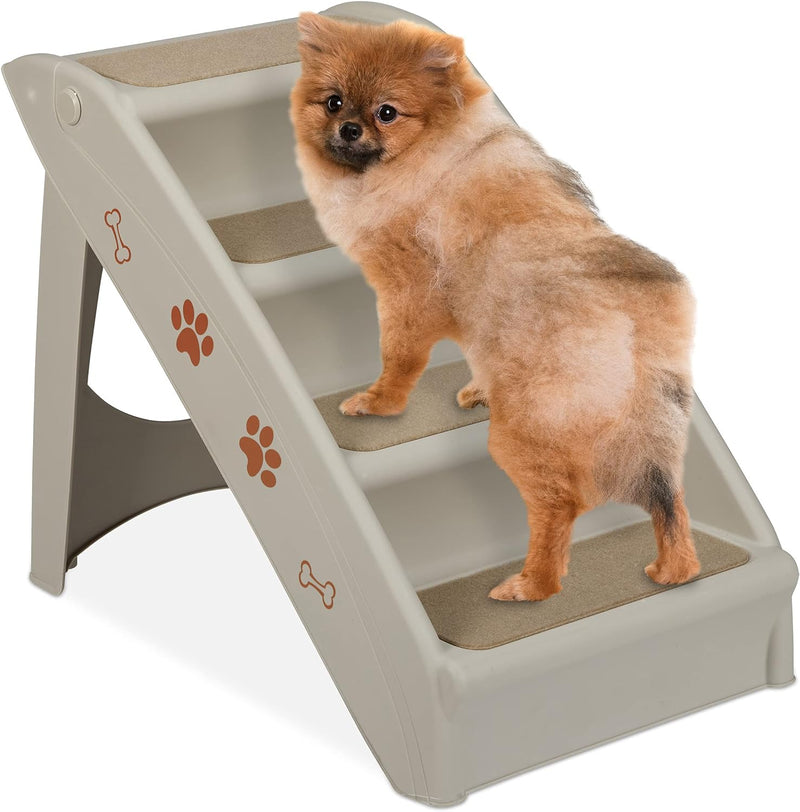 Relaxdays Hundetreppe 4 Stufen, kleine & grosse Hunde, Bett & Couch, Auto, Tiertreppe, HxBxT: 49 x 3