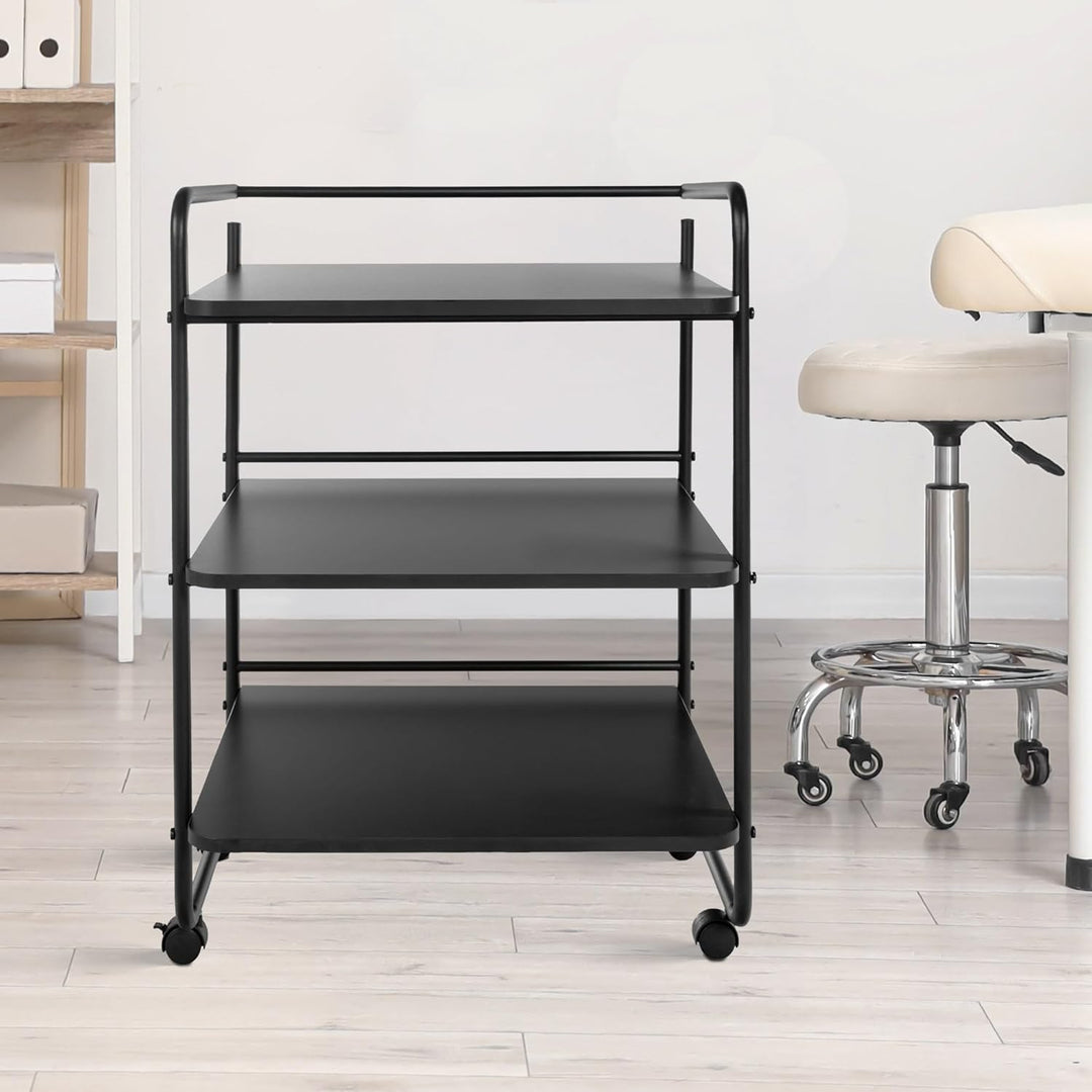 DELUKE® Rollwagen Servierwagen mit Rollen Berta - 3 Ablagen,Metall | Beistellwagen mobil Gerätewagen