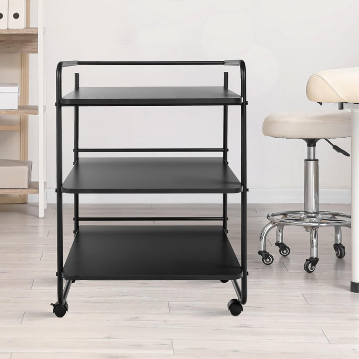 DELUKE® Rollwagen Servierwagen mit Rollen Berta - 3 Ablagen,Metall | Beistellwagen mobil Gerätewagen
