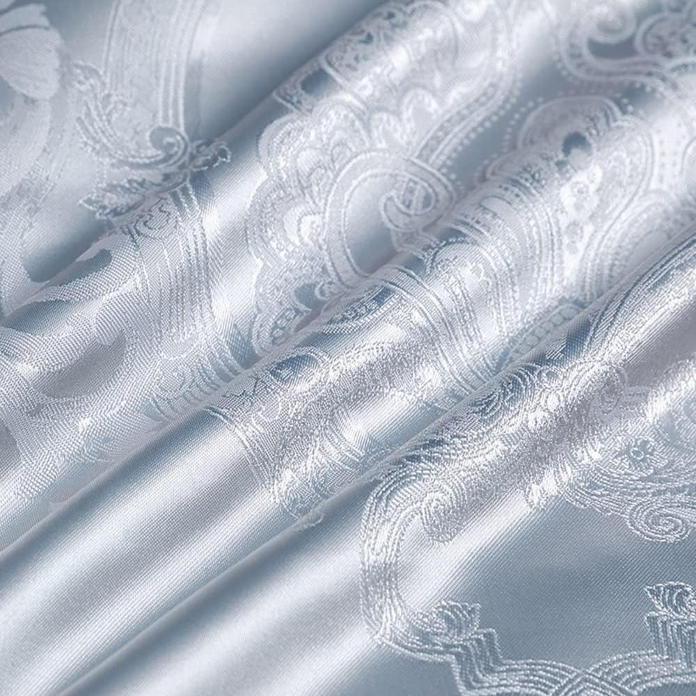 DXHOME Bettwäsche Satin 155x220 cm Silver Grau Hellgrau Wendebettwäsche Jacquard Bettwaesche mit Gol