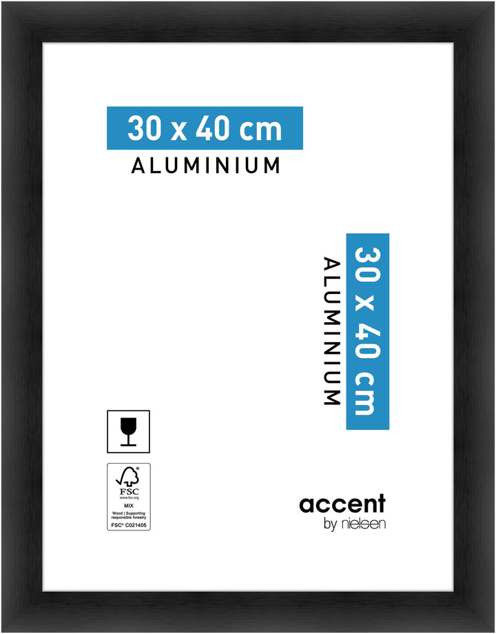 accent by nielsen Bilderrahmen, 30 x 40 cm, Aluminium, Schwarz matt, Fotorahmen zum Aufhängen im Hoc