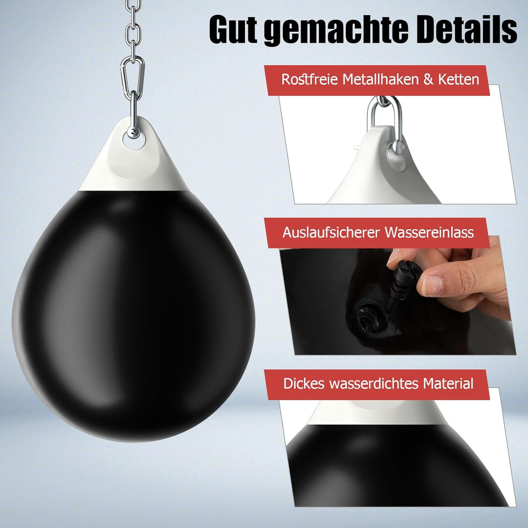 GYMAX Wasserboxsack Boxing Punching Bag Erwachsene Schwerer Boxsack Schwarz, Schwarz