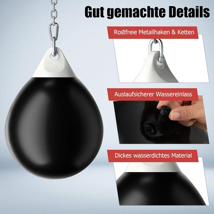 GYMAX Wasserboxsack Boxing Punching Bag Erwachsene Schwerer Boxsack Schwarz, Schwarz