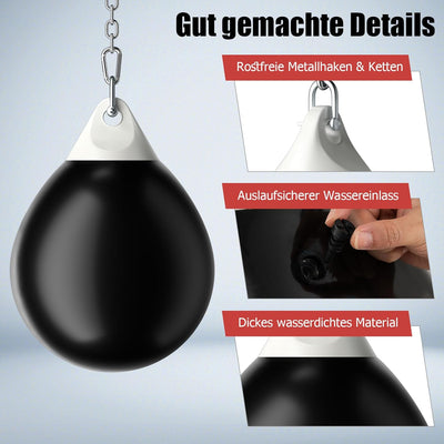 GYMAX Wasserboxsack Boxing Punching Bag Erwachsene Schwerer Boxsack Schwarz, Schwarz