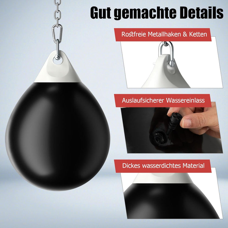 GYMAX Wasserboxsack Boxing Punching Bag Erwachsene Schwerer Boxsack Schwarz, Schwarz