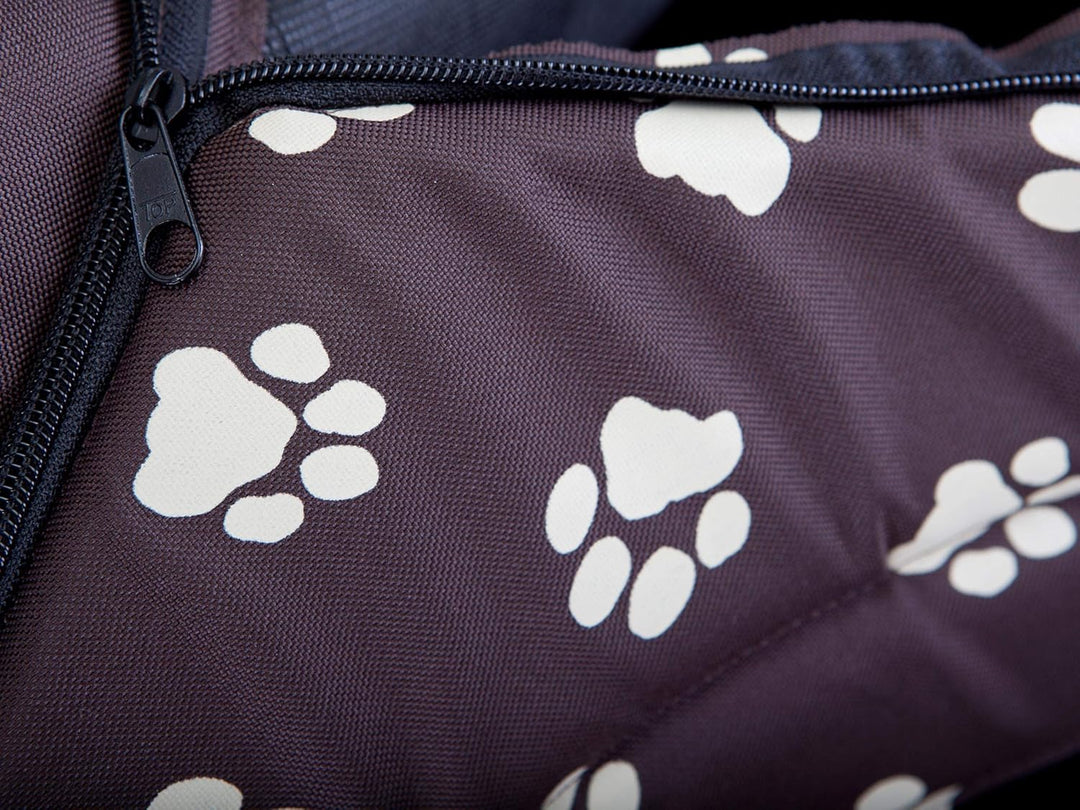 Hundehütte Hundehöhle Hundebett Hundehaus Katzenhöhle Grösse XXXL - 76x72 cm braun mit Pfoten 76x72x