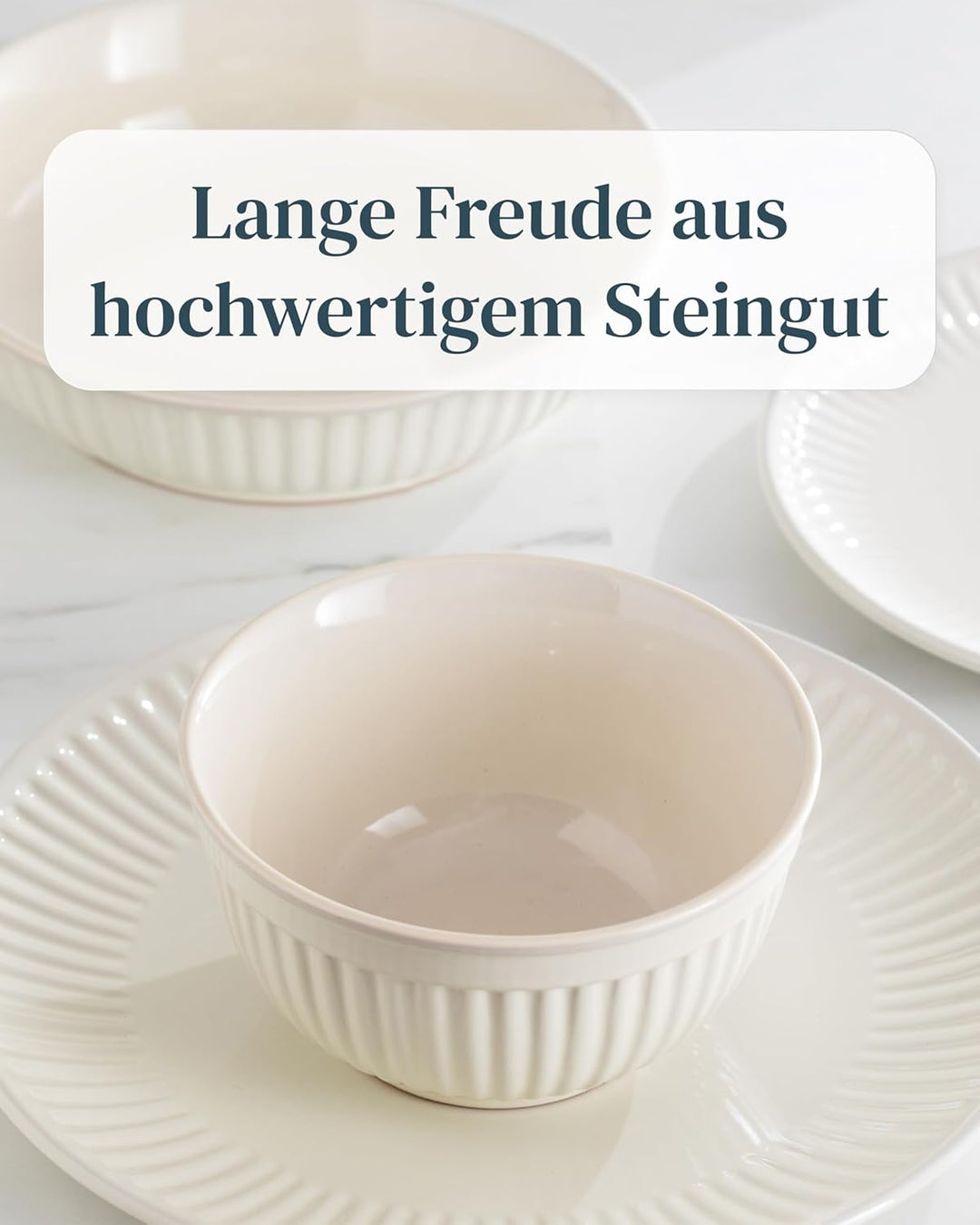 Steingut Teller Gross 6 Personen Hygge TESTSIEGER, Traumhaftes Skandinavisches Steingut Speiseteller