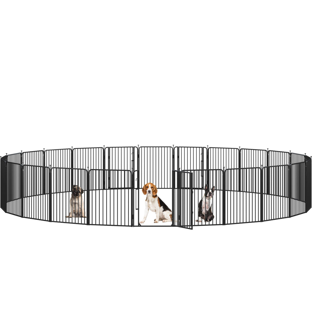 Yaheetech Welpenauslauf 24-teilig 80cm hoch, Welpenlaufstall mit integriertem Schloss, Geräuscharme