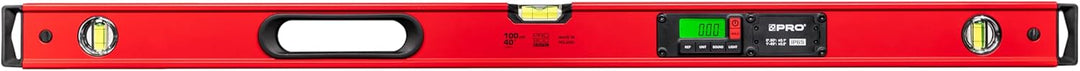 PRO900 Digitale Wasserwaage 100cm mit 2 LCD Displays und Abdeckung - Elektronische Wasserwaage mit M