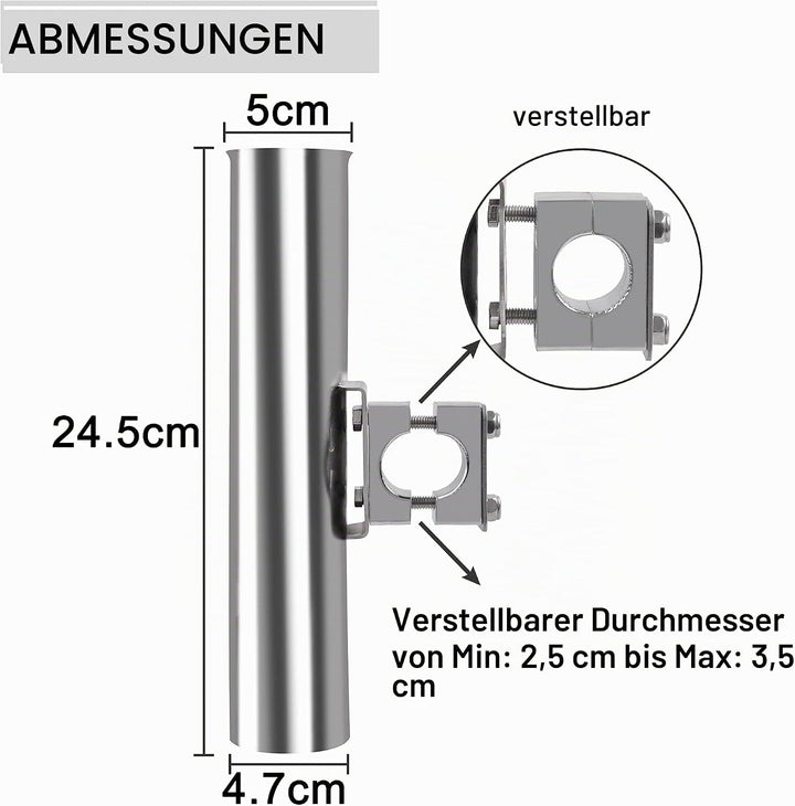 SHADDOCK Rutenhalter Einstellbar Edelstahl Angelrute Racks Angelrutenhalter Stabil 360 Grad Drehbar