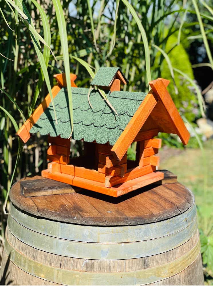 Rechteckiges Vogelhaus M - XL wetterfest aus Holz Vogel Futterstelle Haus mit und ohne Ständer (Grös