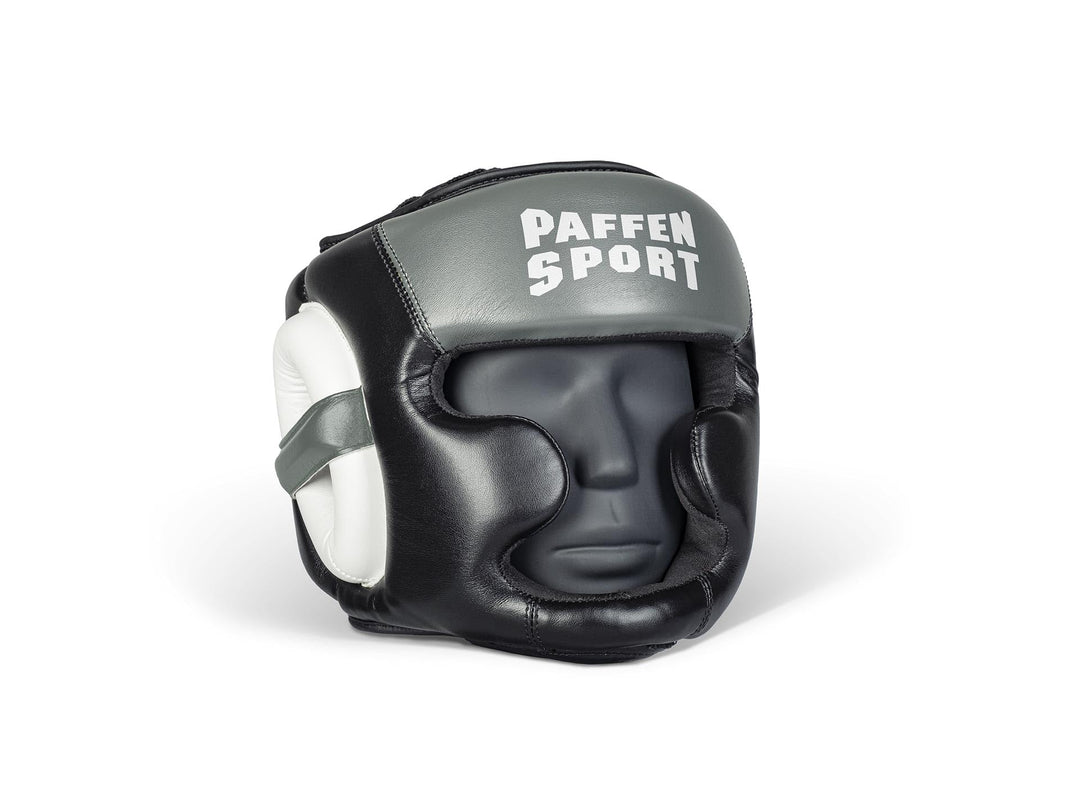 Paffen Sport «Kids» Kopfschutz für das Training im Boxen, Kickboxen, Muay Thai Schwarz/Weiss/Grau, S